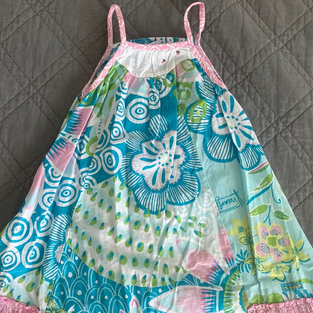 Girls Naartjie dress sz 5 floral turtle pink blue green summer sundress